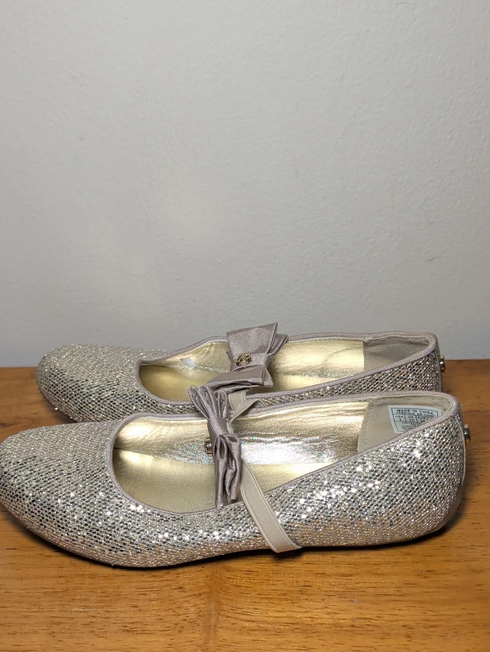 Michael Kors Girls' Big Rover Day Ballerina Flats Glittery Champagne Girl Size 3
